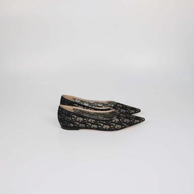 Christian Dior Black Mesh Oblique Adiorable Ballet Flats