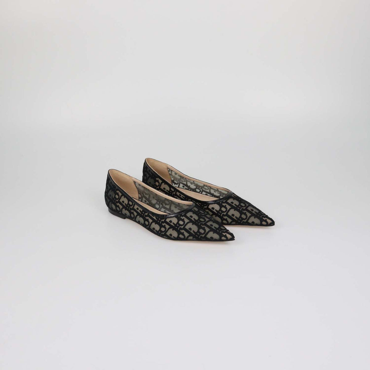 Christian Dior Black Mesh Oblique Adiorable Ballet Flats