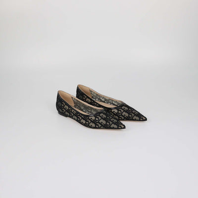 Christian Dior Black Mesh Oblique Adiorable Ballet Flats