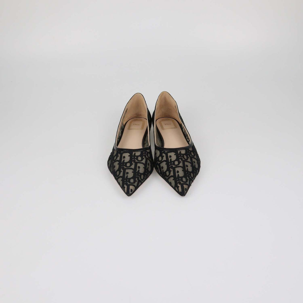 Christian Dior Black Mesh Oblique Adiorable Ballet Flats