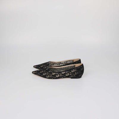 Christian Dior Black Mesh Oblique Adiorable Ballet Flats
