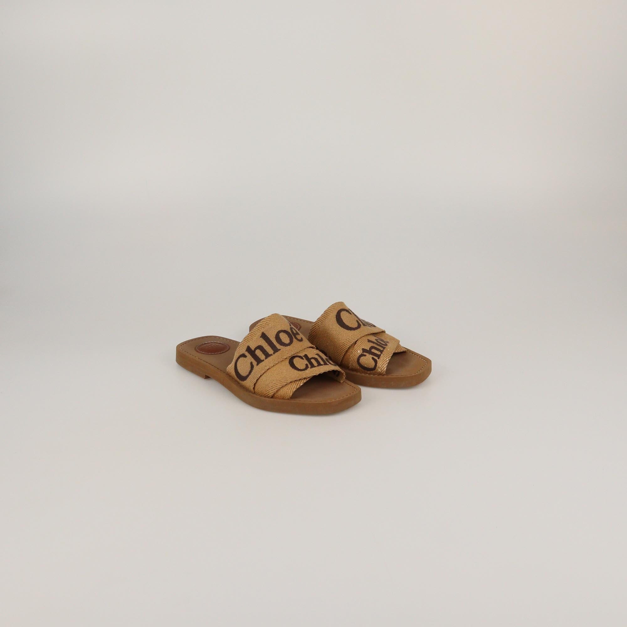 Chloe Dark Tan Woody Mule Slides Womens Chloe 