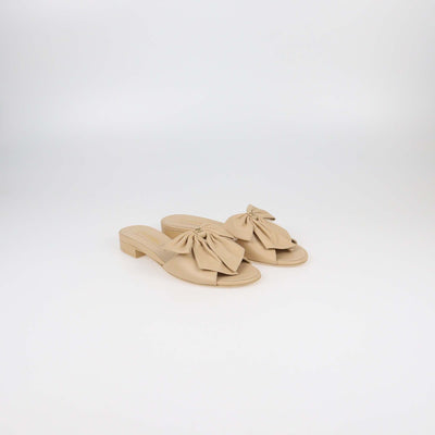 Chanel Beige Bow CC Slide Sandals Womens Chanel 