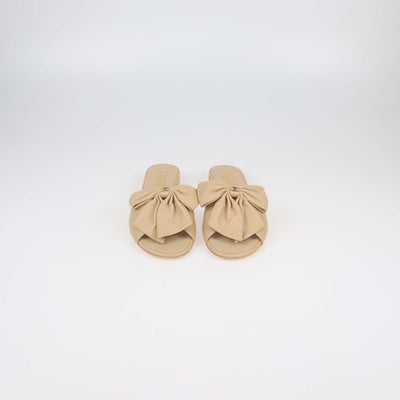 Chanel Beige Bow CC Slide Sandals Womens Chanel 