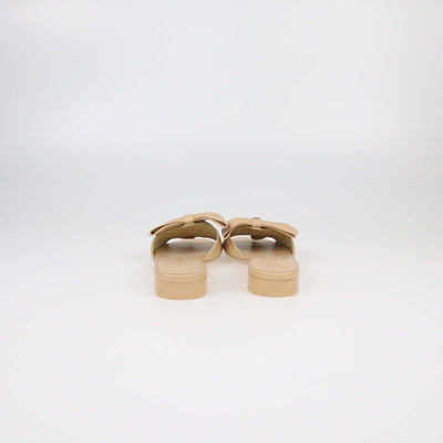 Chanel Beige Bow CC Slide Sandals Womens Chanel 