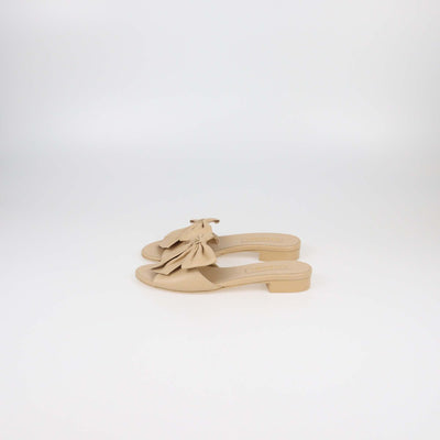 Chanel Beige Bow CC Slide Sandals Womens Chanel 