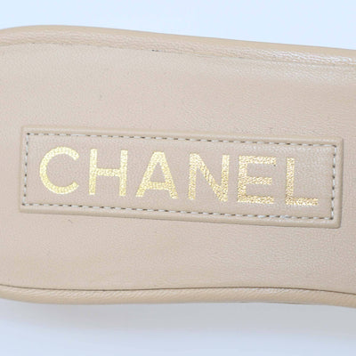 Chanel Beige Bow CC Slide Sandals Womens Chanel 