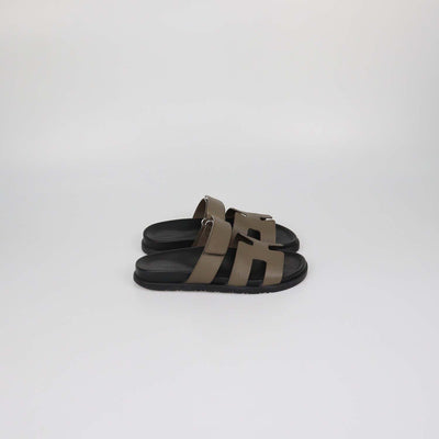 Hermes Etoupe Epsom Chypre Sandals