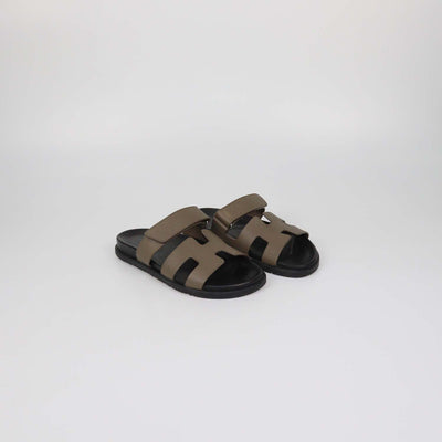 Hermes Etoupe Epsom Chypre Sandals