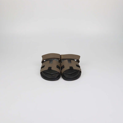 Hermes Etoupe Epsom Chypre Sandals
