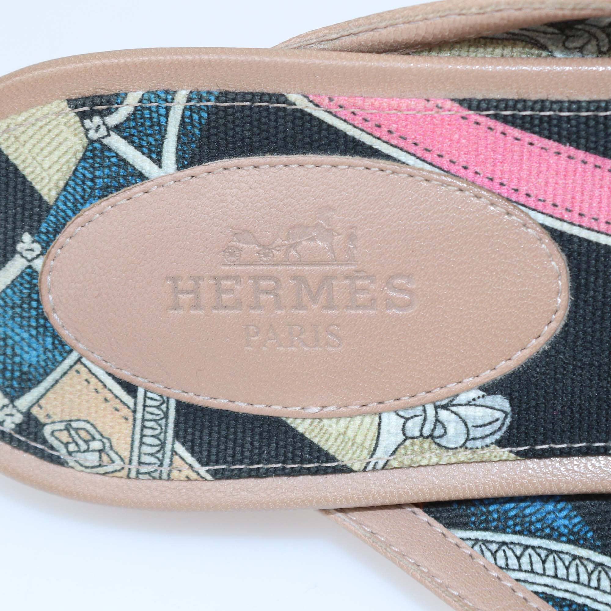 Hermes Beige Leather OZ Mules Womens Hermes 