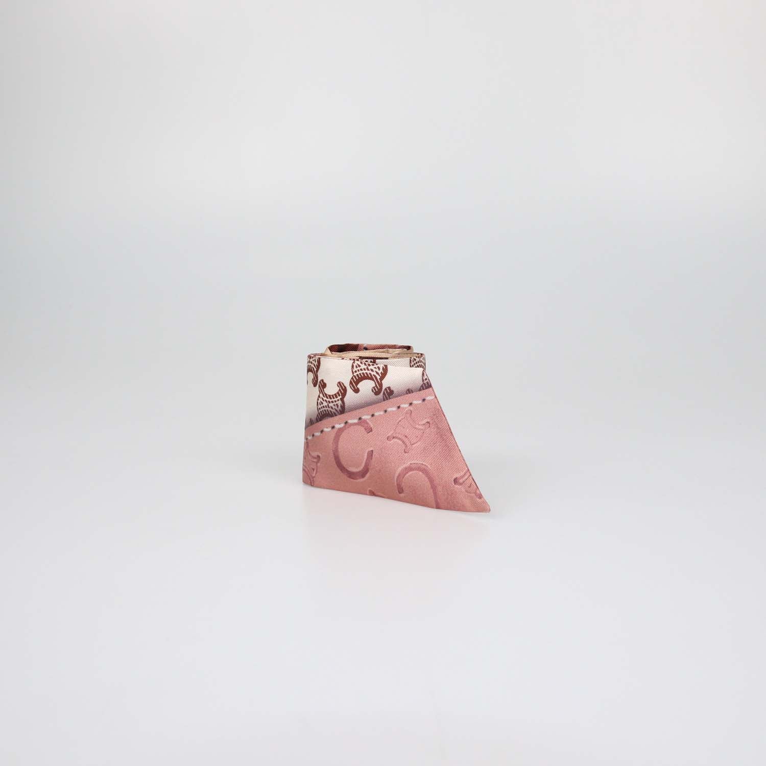 Celine Multicolor Silk Patched C Caleche Lavalierre Ribbon Scarf
