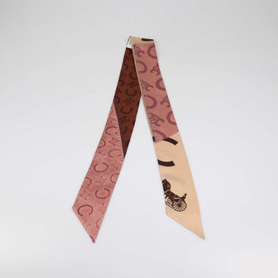 Celine Multicolor Silk Patched C Caleche Lavalierre Ribbon Scarf
