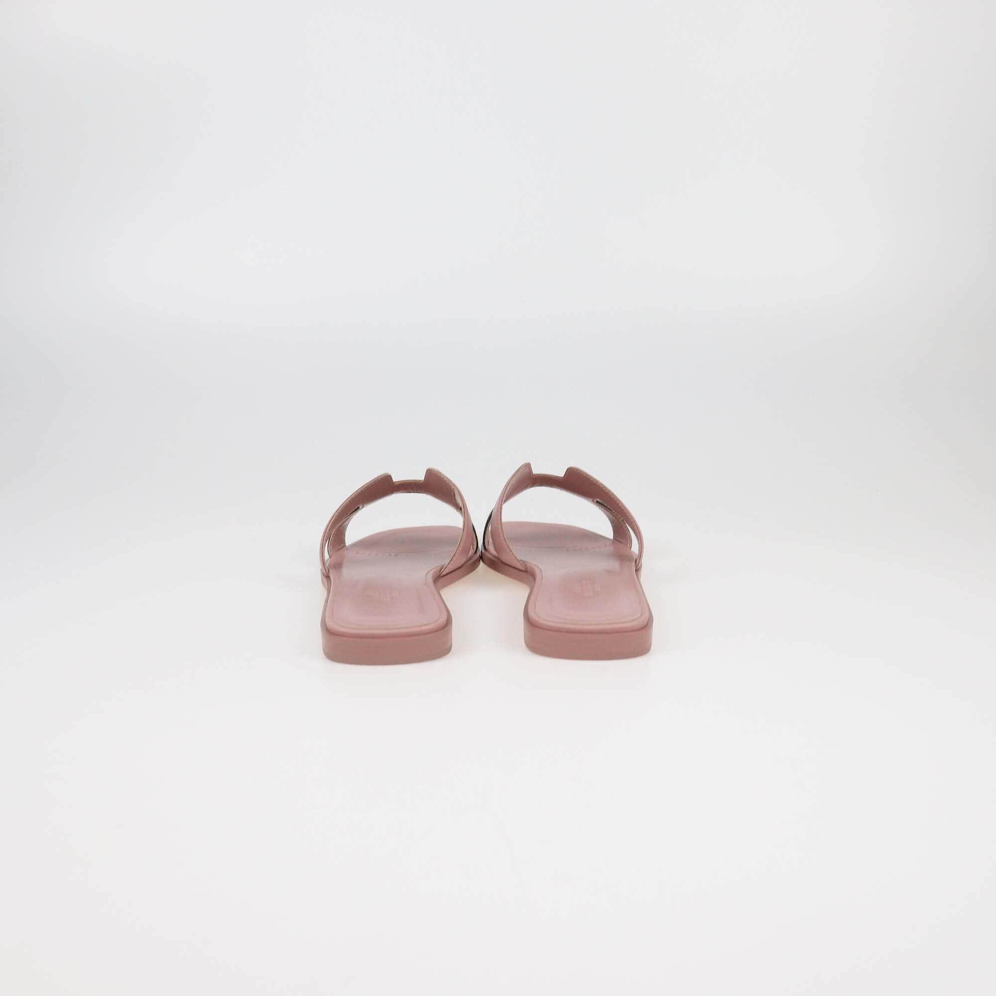 Hermes Black/Vieux Rose Oran Sandals Womens Hermes 