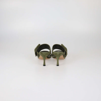 Manolo Blahnik Green Suede Gable Slide Sandals