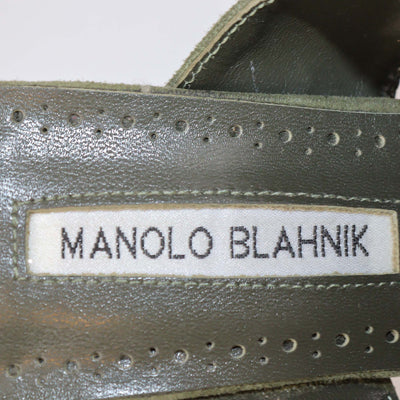 Manolo Blahnik Green Suede Gable Slide Sandals