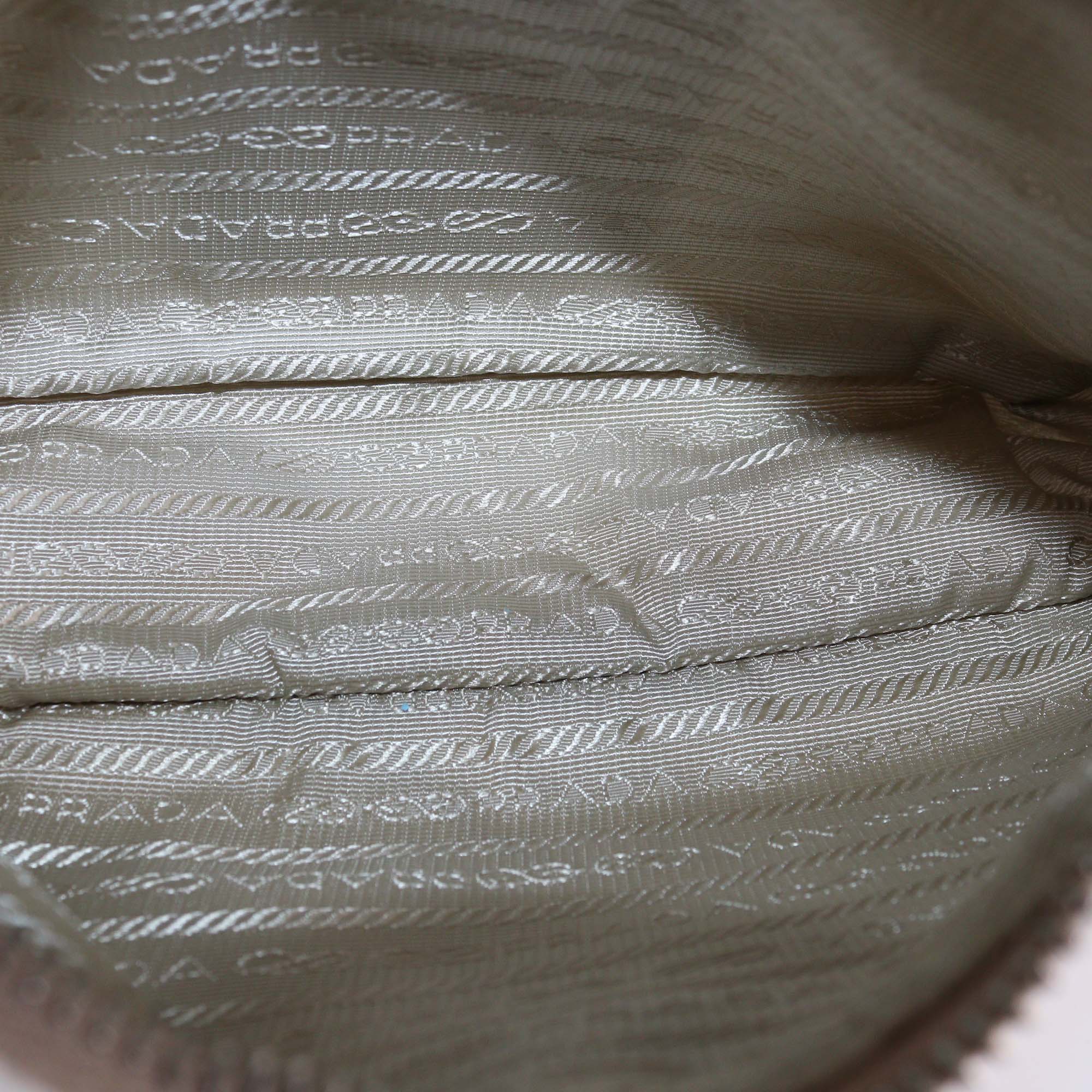 Prada White Re-Nylon and Saffiano Leather Re-Edition 2005 Baguette Bag