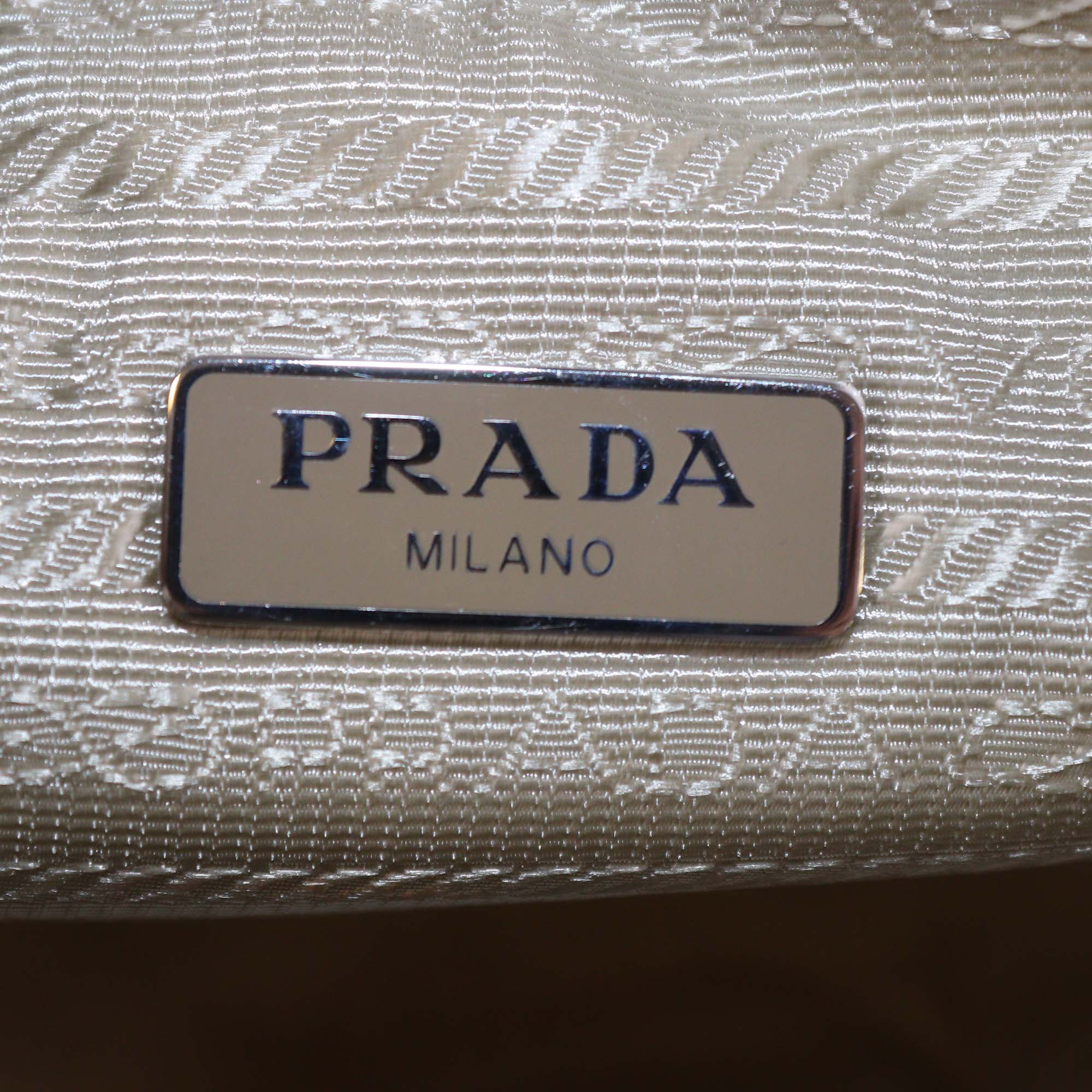 Prada White Re-Nylon and Saffiano Leather Re-Edition 2005 Baguette Bag