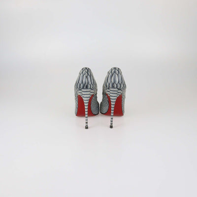 Christian Louboutin Grey Python Embossed Leather So Kate Pointed Toe Pumps