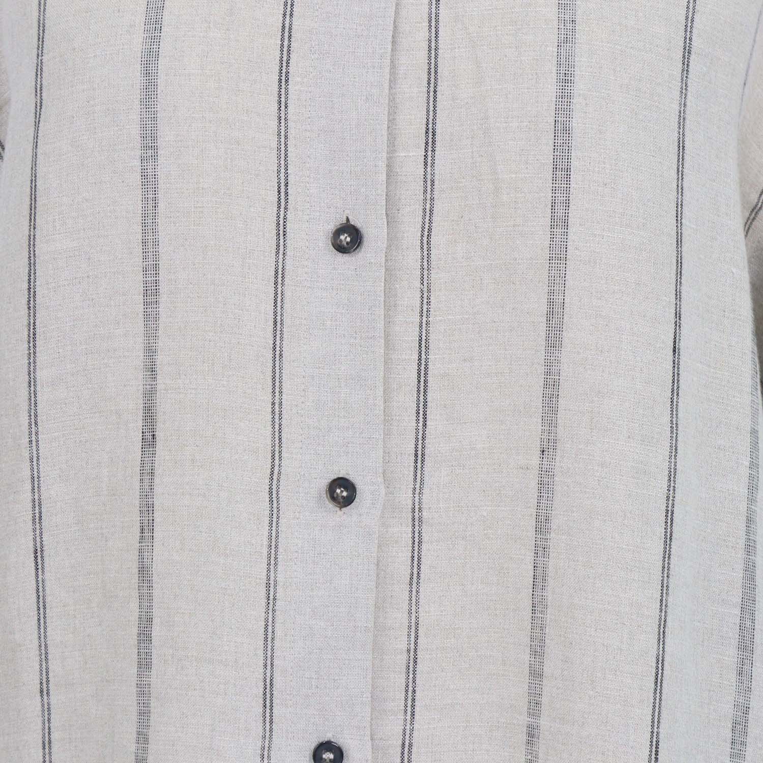 12 Storeez Grey, Beige Striped Linen Shirt
