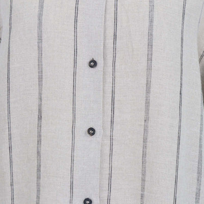 12 Storeez Grey, Beige Striped Linen Shirt