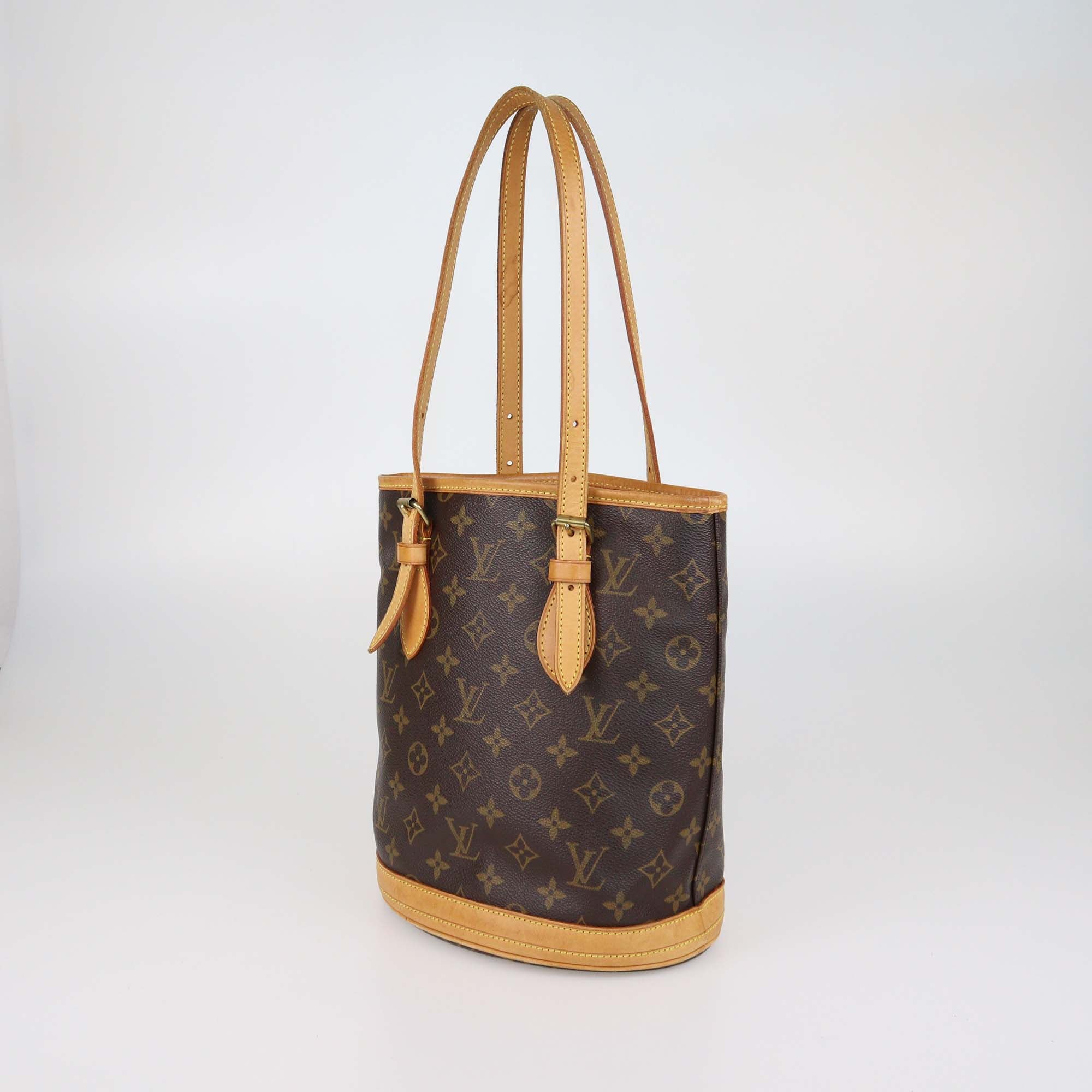 Louis Vuitton Monogram Canvas Leather Petit Bucket Bag