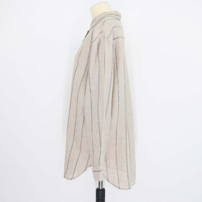 12 Storeez Grey, Beige Striped Linen Shirt