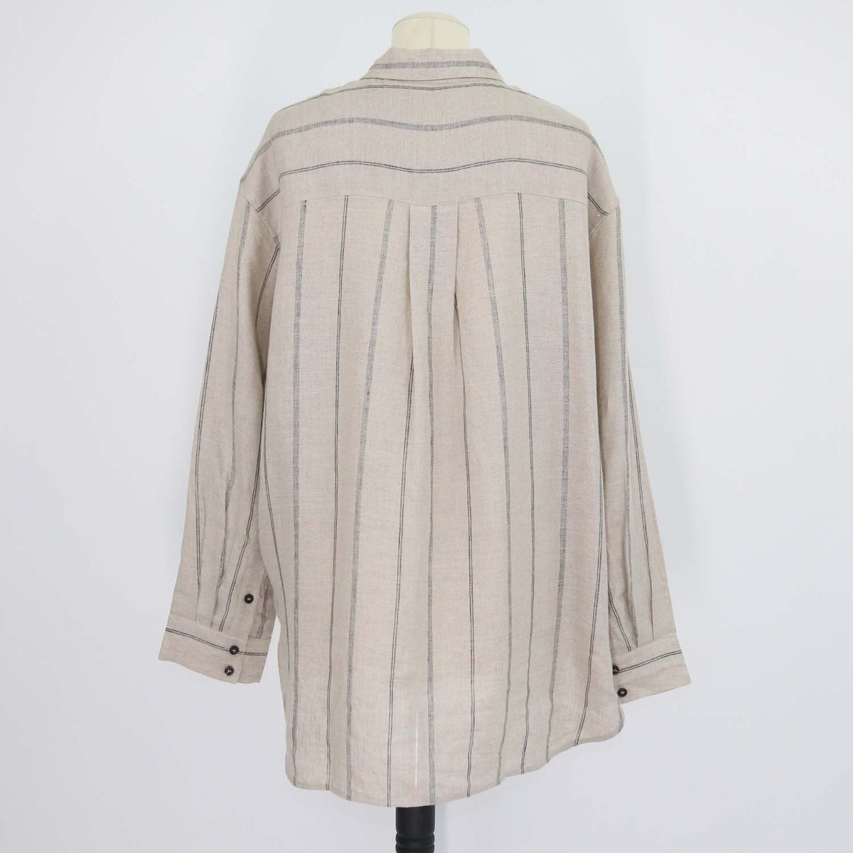 12 Storeez Grey, Beige Striped Linen Shirt