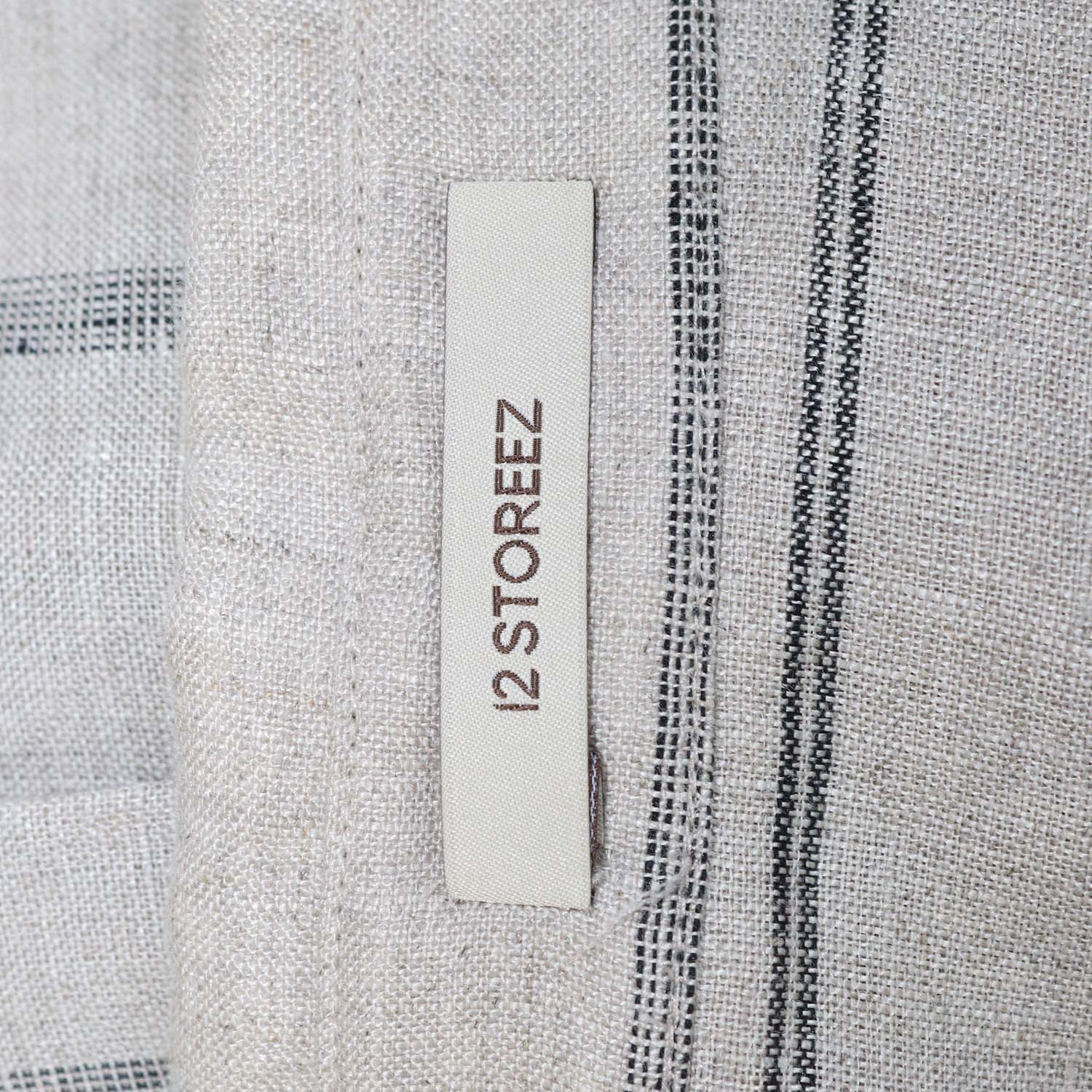 12 Storeez Grey, Beige Striped Linen Shirt