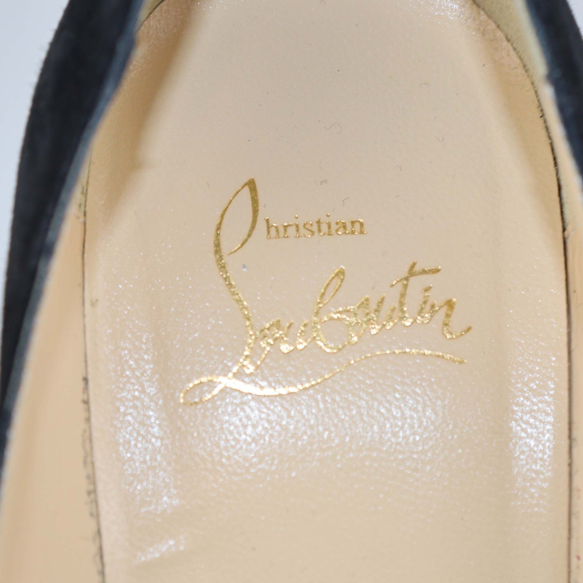 Christian Louboutin Black Suede Spike Drama Pumps
