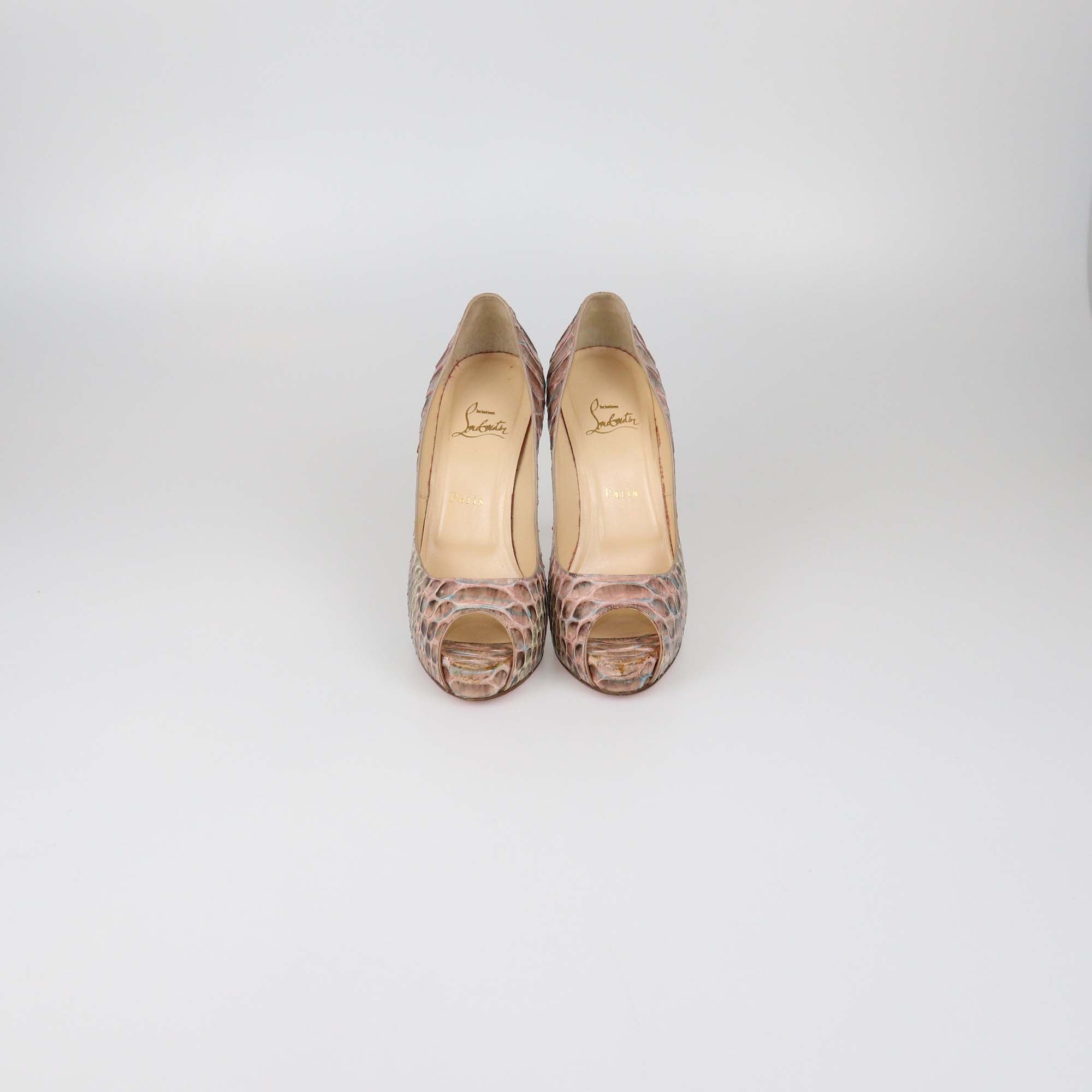 Christian Louboutin Multicolor Python Very Prive Peep Toe Pumps