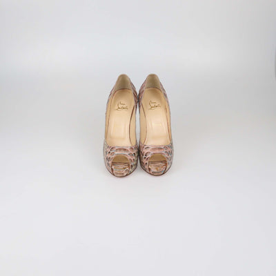 Christian Louboutin Multicolor Python Very Prive Peep Toe Pumps