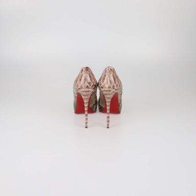 Christian Louboutin Multicolor Python Very Prive Peep Toe Pumps