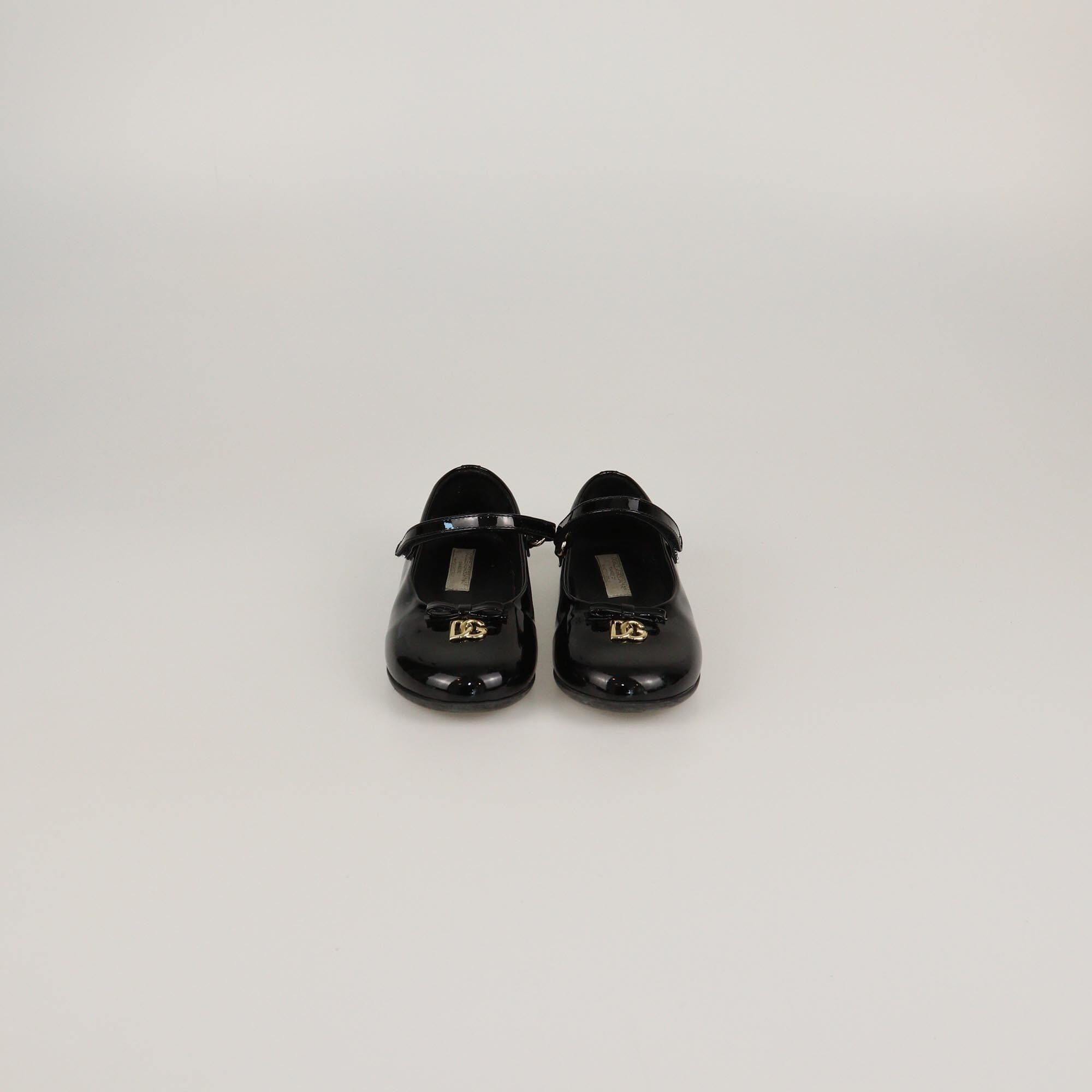 Dolce & Gabbana Kids Black Patent Bow Details Ballet Flats Kids Dolce & Gabbana Kids 