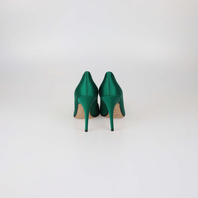 Sergio Rossi Green Satin Crystal Embellished Pumps