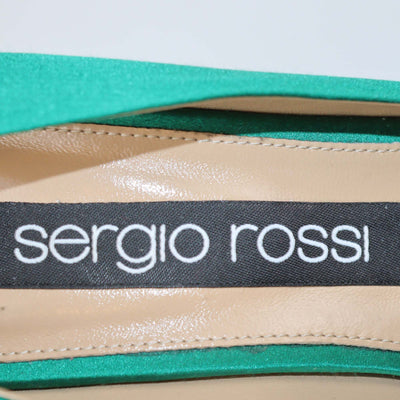 Sergio Rossi Green Satin Crystal Embellished Pumps