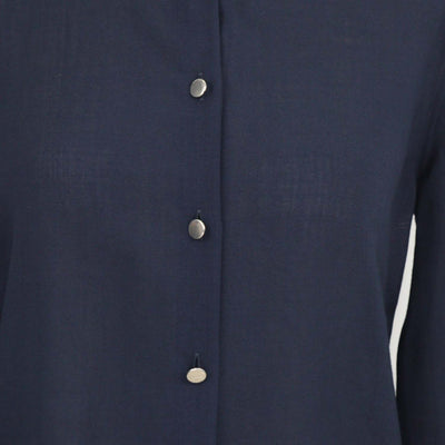 Loro Piana Deep Blue Wool Leela Long Sleeve Shirt