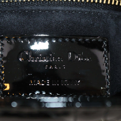 Christian Dior Black Patent Leather Cannage Mini Lady Dior Tote
