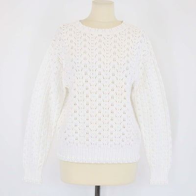 Chanel White Crochet Sweater Womens Chanel 