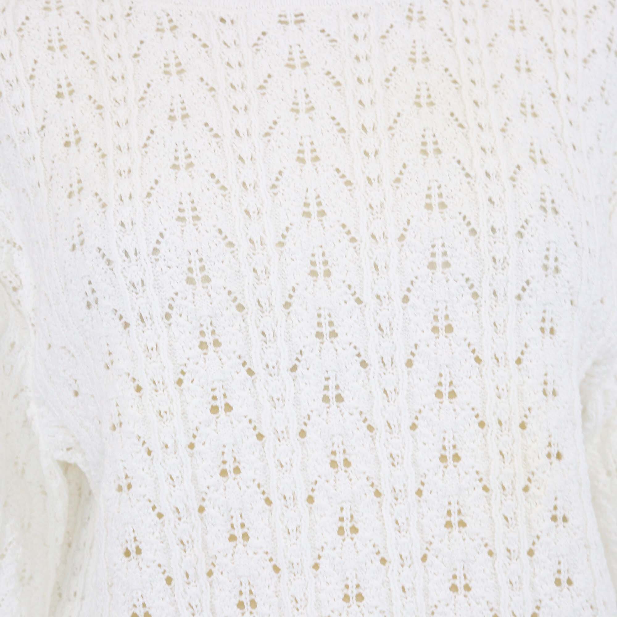 Chanel White Crochet Sweater Womens Chanel 