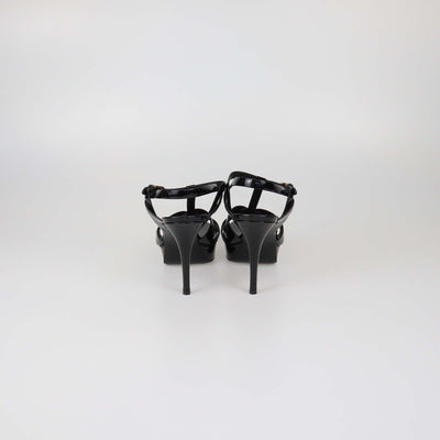 Saint Laurent Black Patent Leather Tribute Platform Sandals