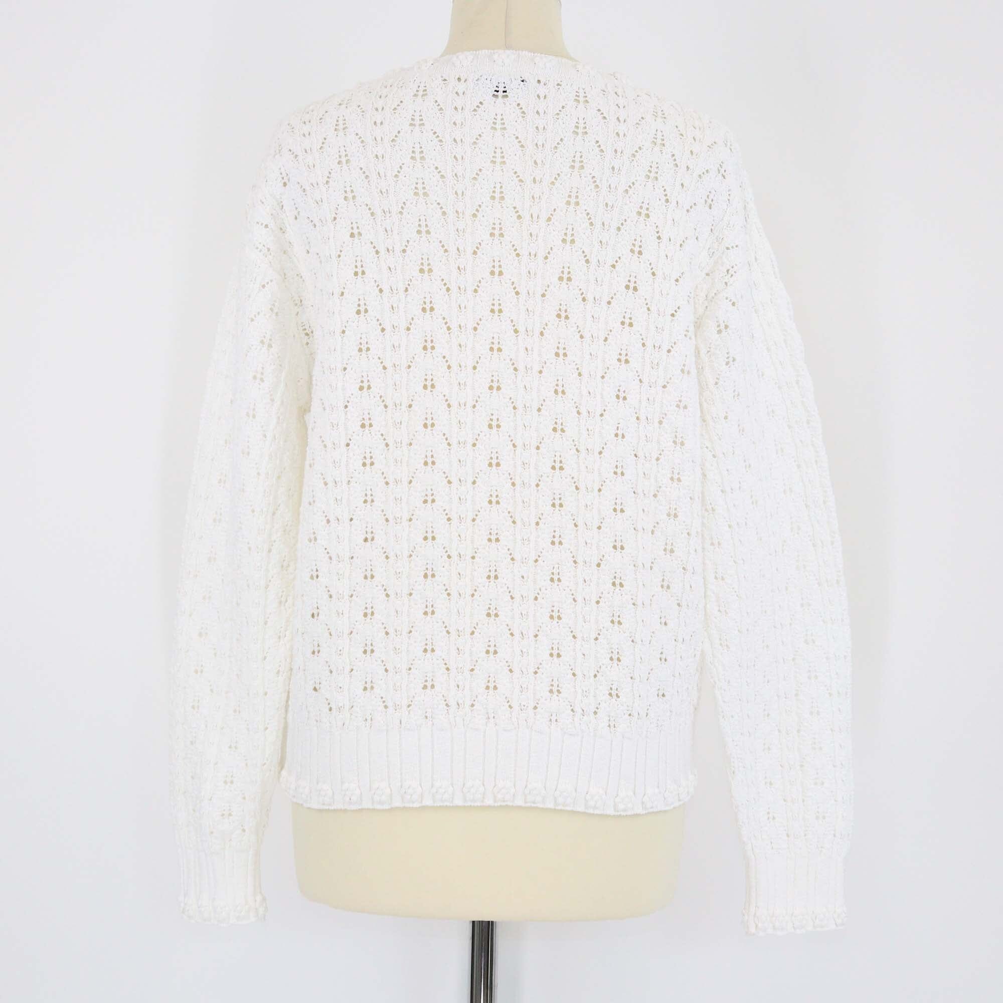 Chanel White Crochet Sweater Womens Chanel 