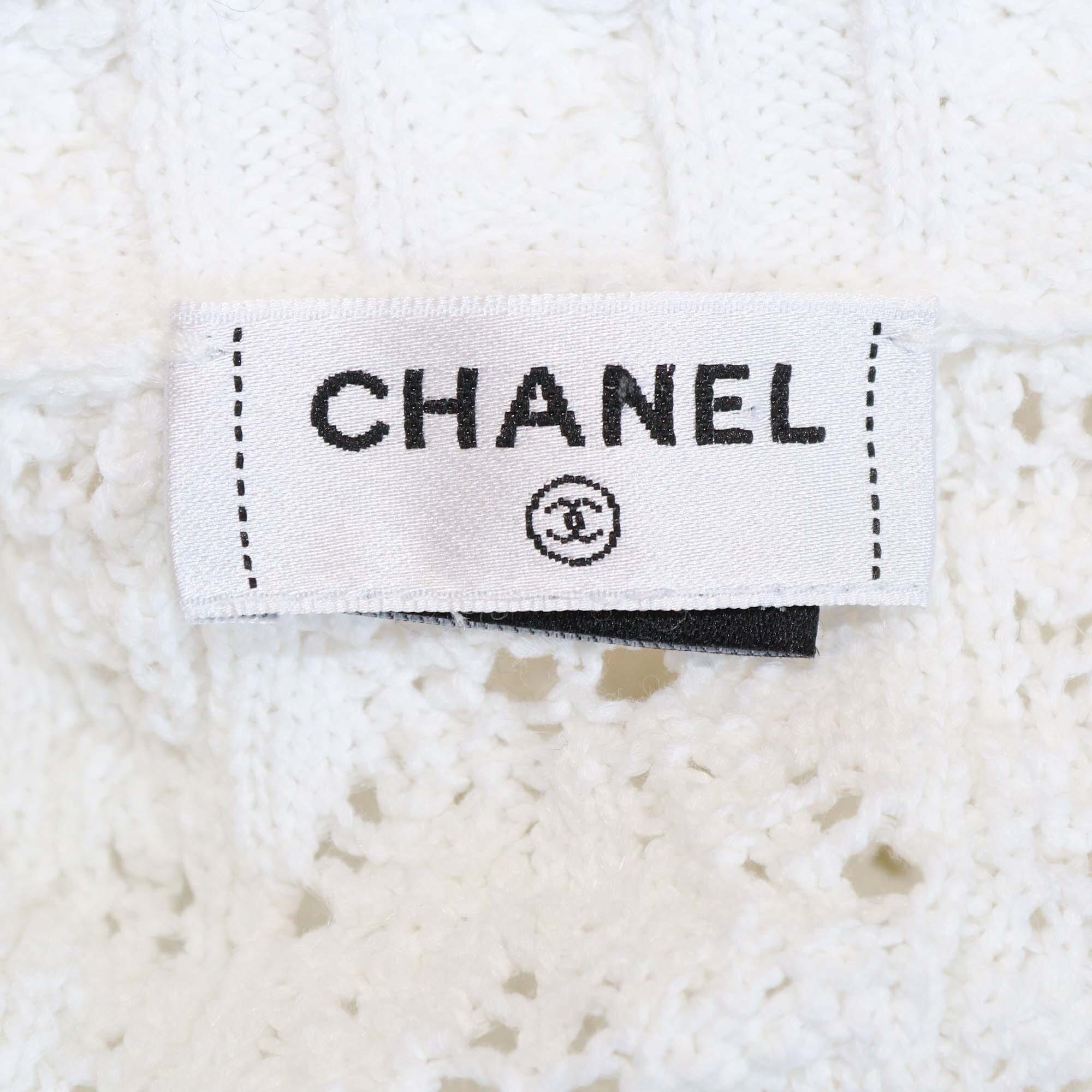 Chanel White Crochet Sweater Womens Chanel 