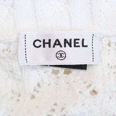 Chanel White Crochet Sweater Womens Chanel 