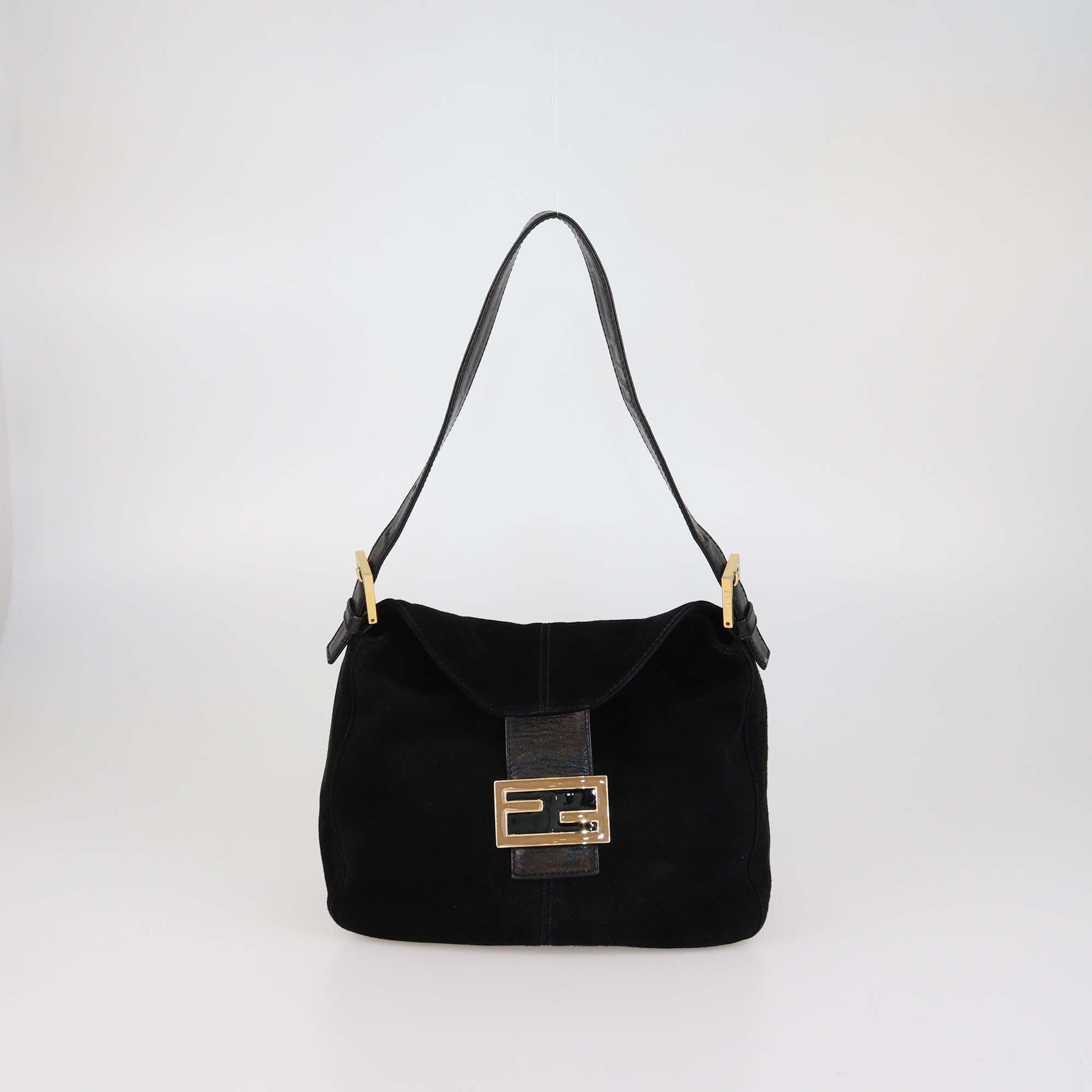 Fendi Black Suede Leather Mama Shoulder Bag