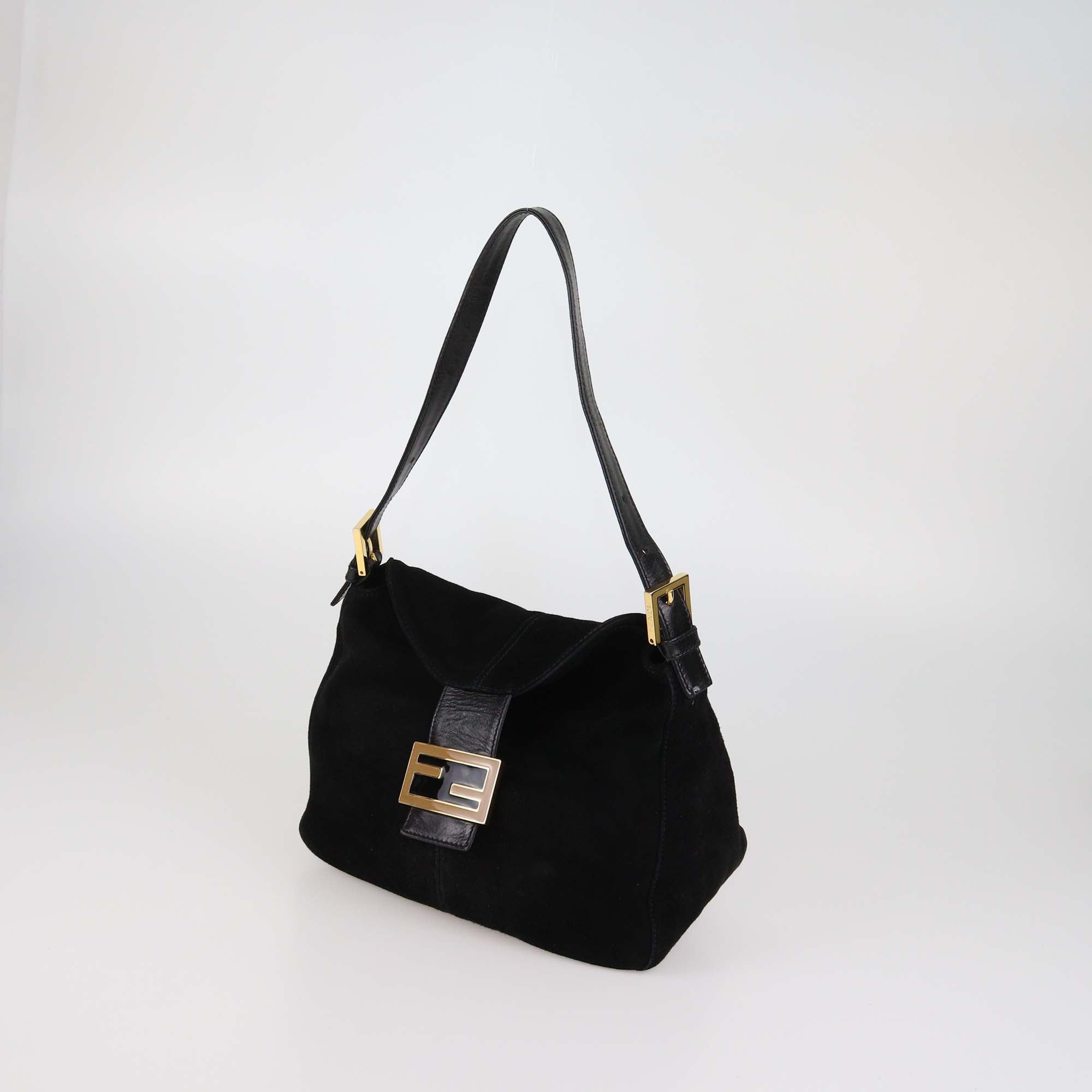 Fendi Black Suede Leather Mama Shoulder Bag