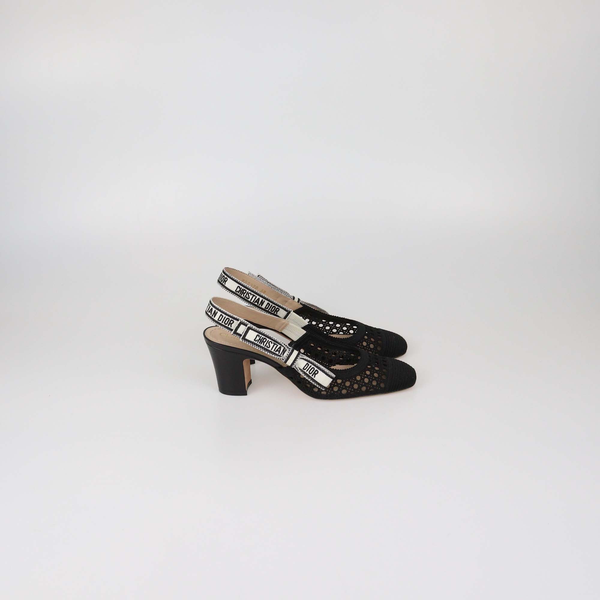 Christian Dior Black Cannage Fabric Dior & Moi Slingback