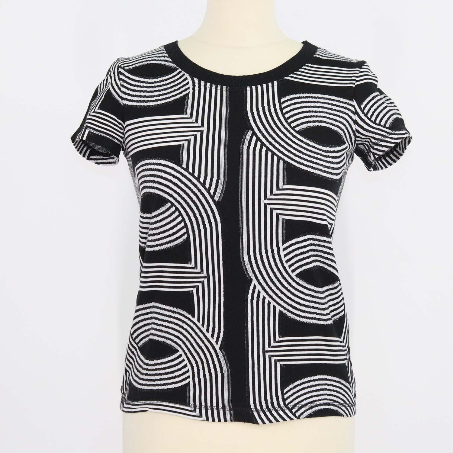 Hermes Black/White Cotton Jacquard Knit Circuit 24 Top