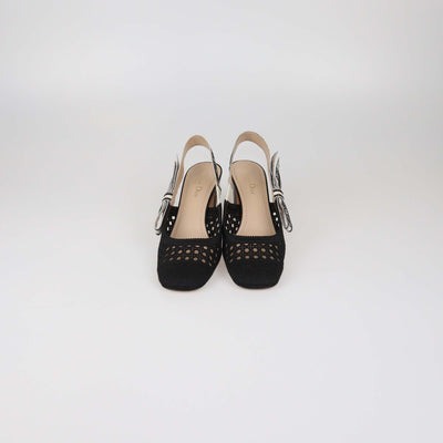 Christian Dior Black Cannage Fabric Dior & Moi Slingback