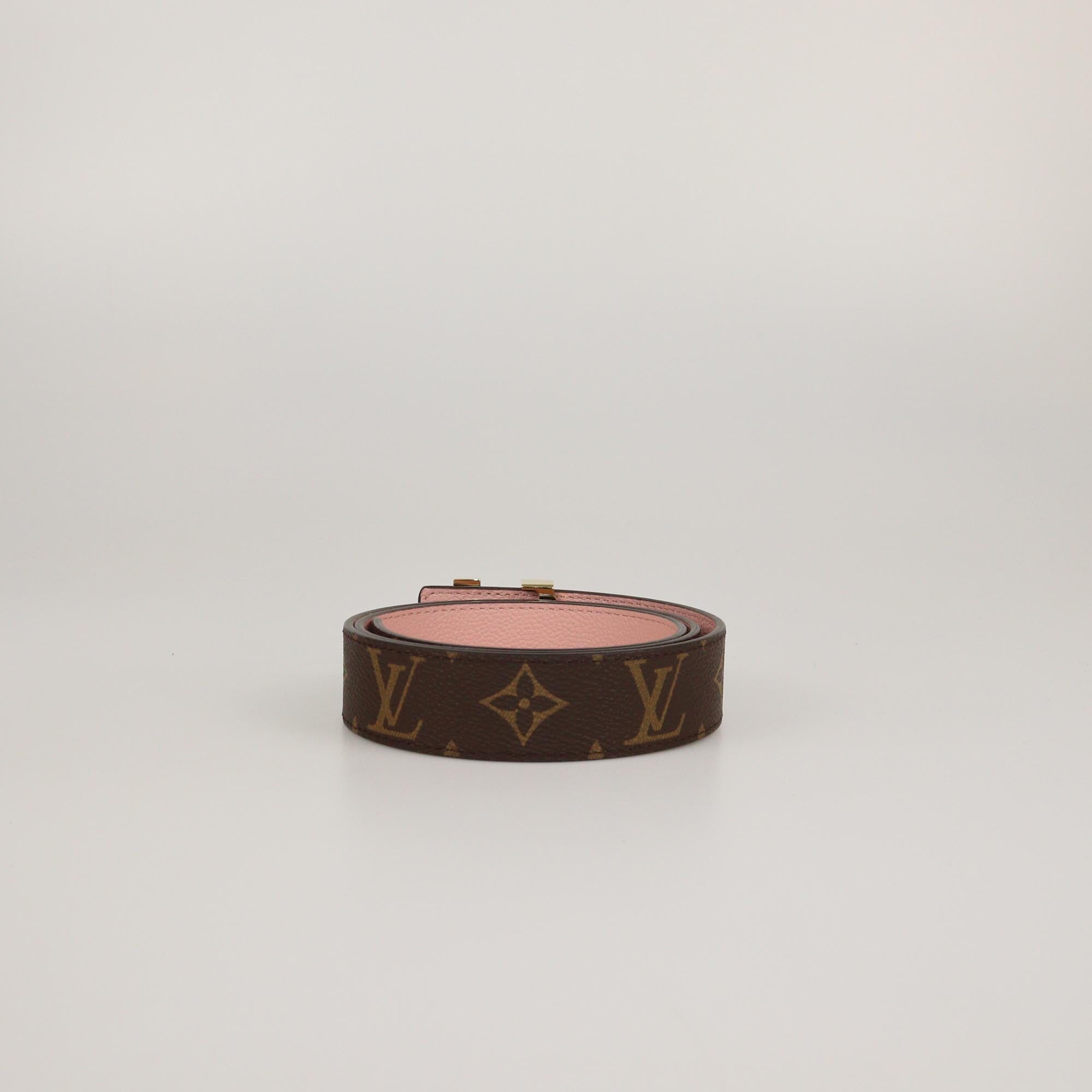 Louis Vuitton Rose Poudre/Monogram Reversible 30mm LV Initials Belt Womens Louis Vuitton 